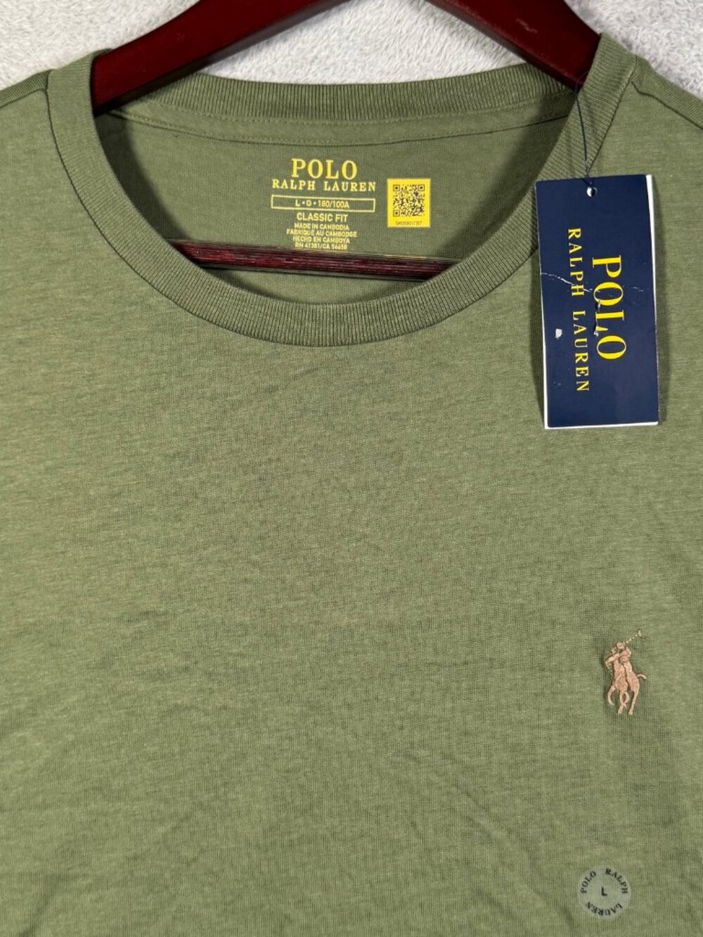 Polo Ralph Lauren T Shirt Mens L Green Classic Fit Crew Neck Short Sleeve $55
